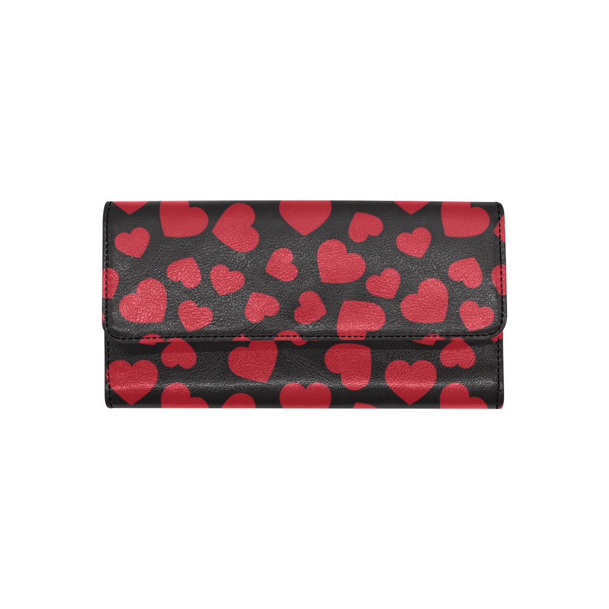 Heart Red Pattern Print Design HE01 Women's Trifold Wallet