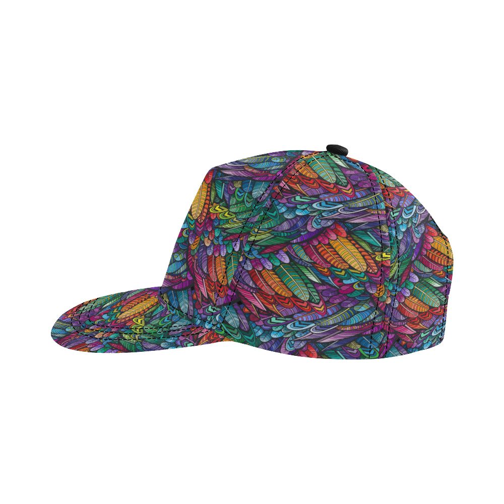 Feather Multicolor Design Print Snapback Cap