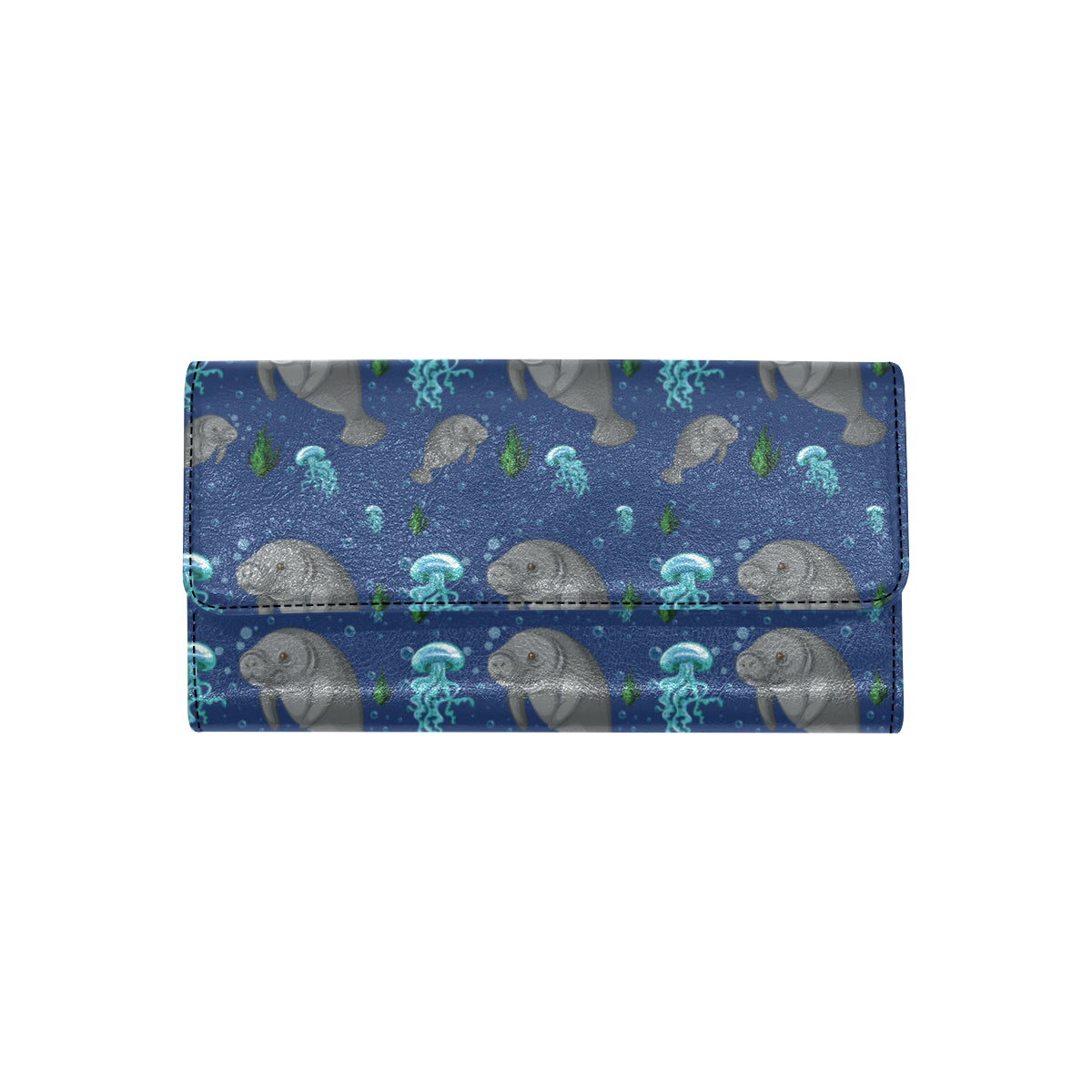 Manatee Pattern Print Design 01 Women's Trifold Wallet