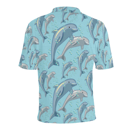 Dolphin Print Pattern Men Polo Shirt