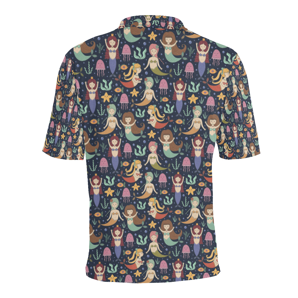 Mermaid Cartoon Pattern Print Design 03 Men Polo Shirt