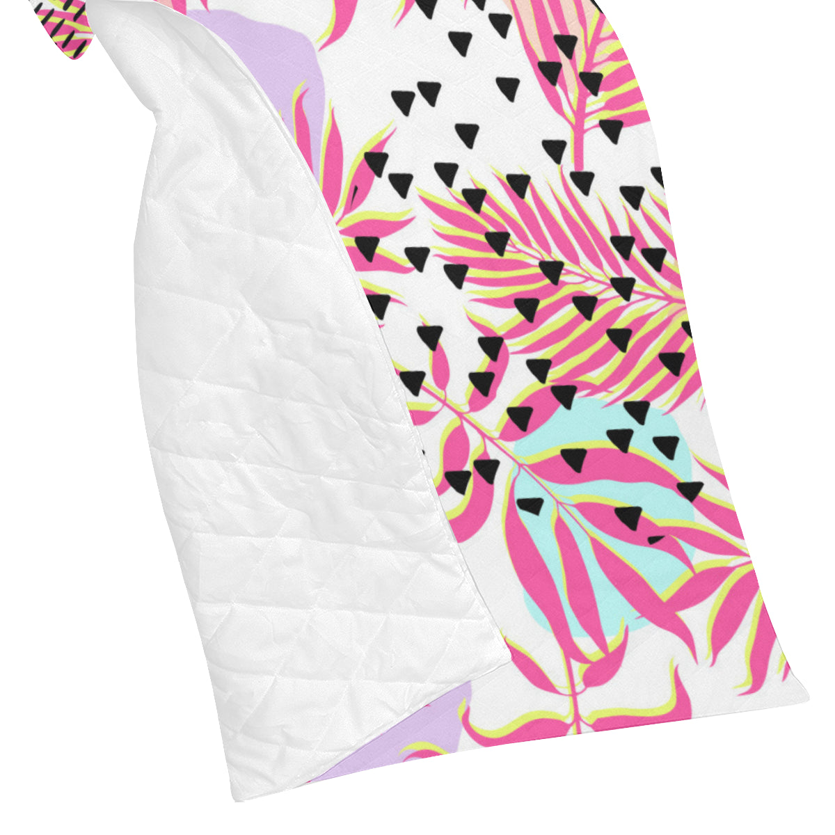 Pink Tropical Palm Leaves Premium Quilt