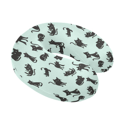 Black Cat Pattern Print Design 04 U-Shaped Travel Neck Pillow