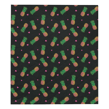 Neon Pineapple Pattern Print Design A04 Premium Quilt