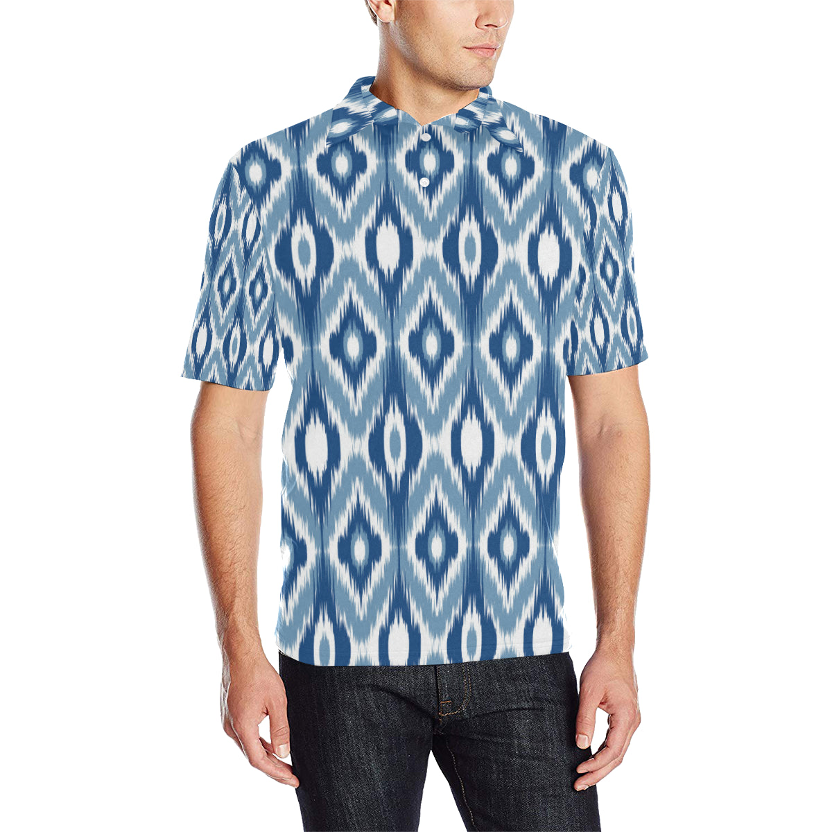 Ikat Pattern Print Design 03 Men Polo Shirt