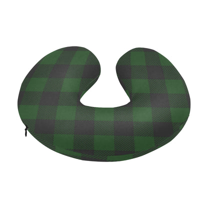 Buffalo check Green Pattern Print Design 02 U-Shaped Travel Neck Pillow