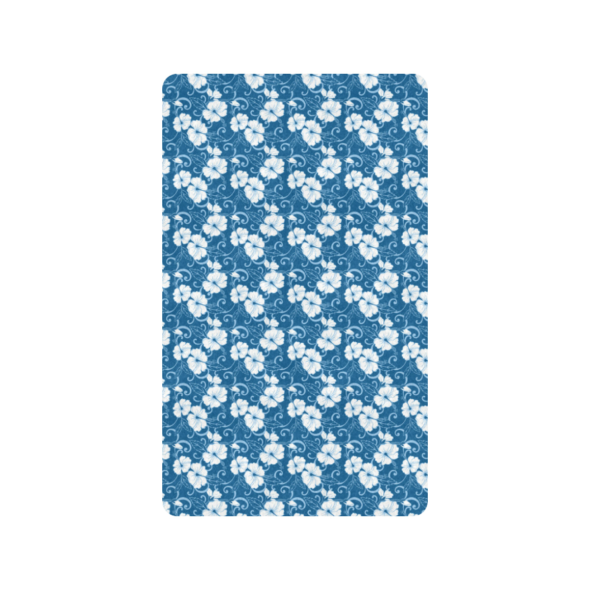 Hibiscus Blue Flower Hawaiian Print Rubber Doormat