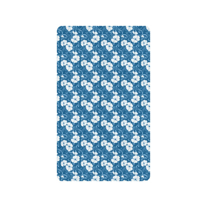 Hibiscus Blue Flower Hawaiian Print Rubber Doormat