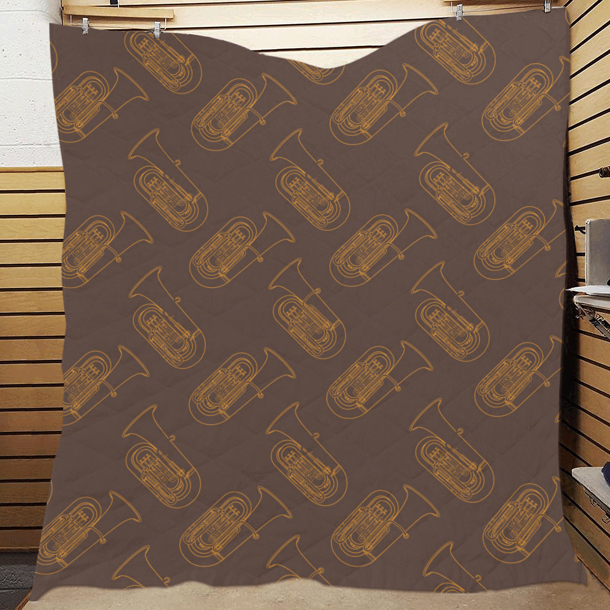 Tuba Pattern Print Design 02 Premium Quilt
