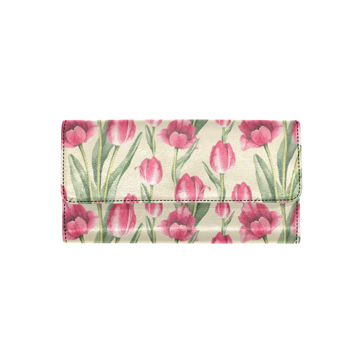 Tulip Pink Pattern Print Design TP06 Women's Trifold Wallet