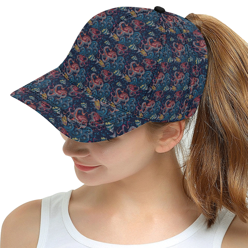 Octopus Deep Sea Print Themed Snapback Cap