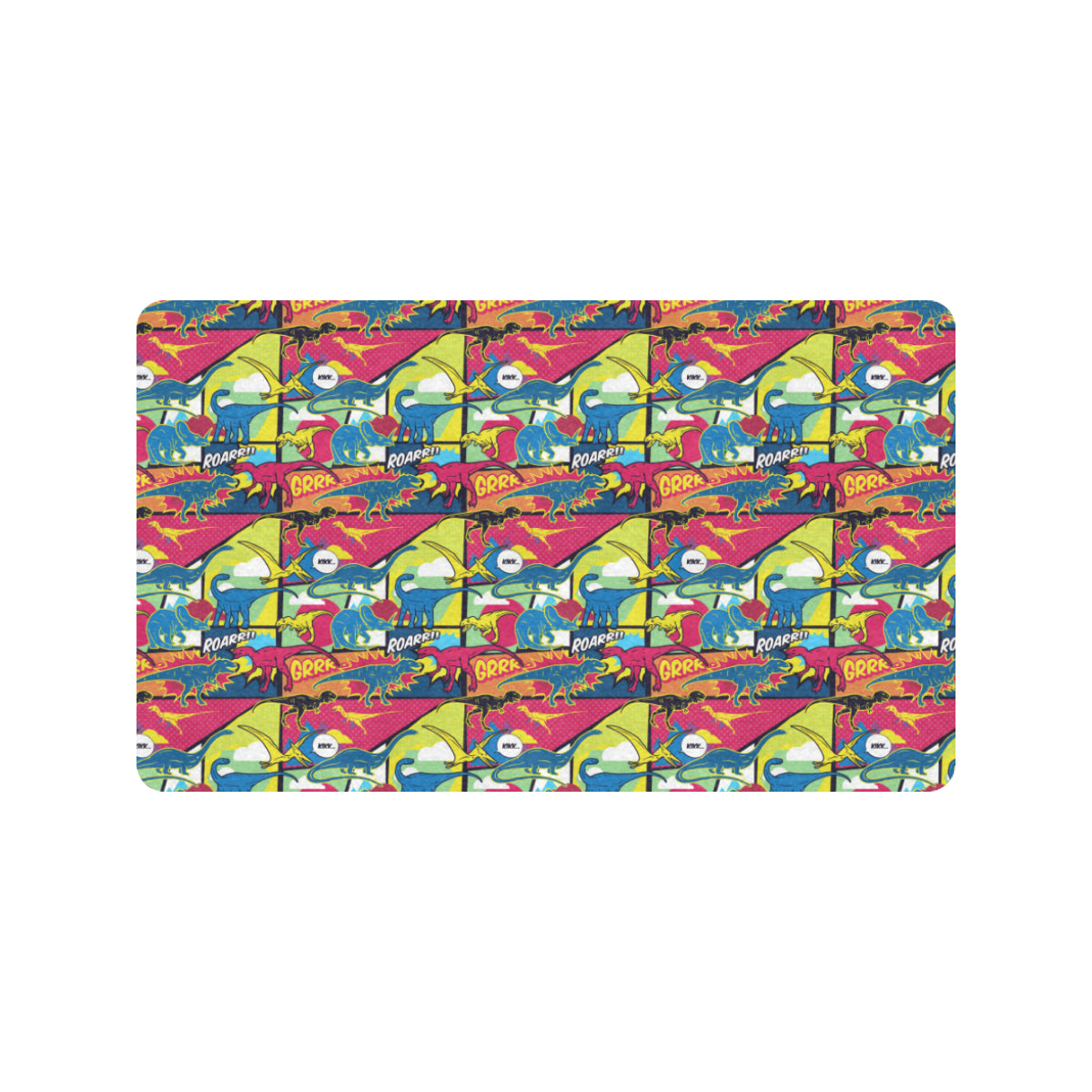 Dinosaur Comic Pop Art Style Rubber Doormat