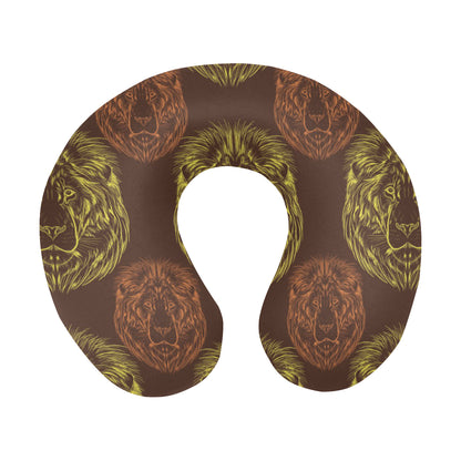 Lion Pattern Print Design 04 U-Shaped Travel Neck Pillow