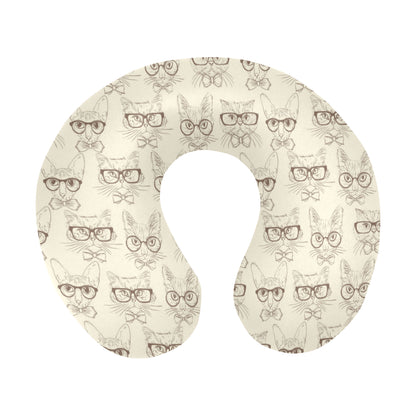 Cat Pattern Print Design 02 U-Shaped Travel Neck Pillow