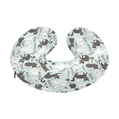 Cat Pattern Print Design 08 U-Shaped Travel Neck Pillow