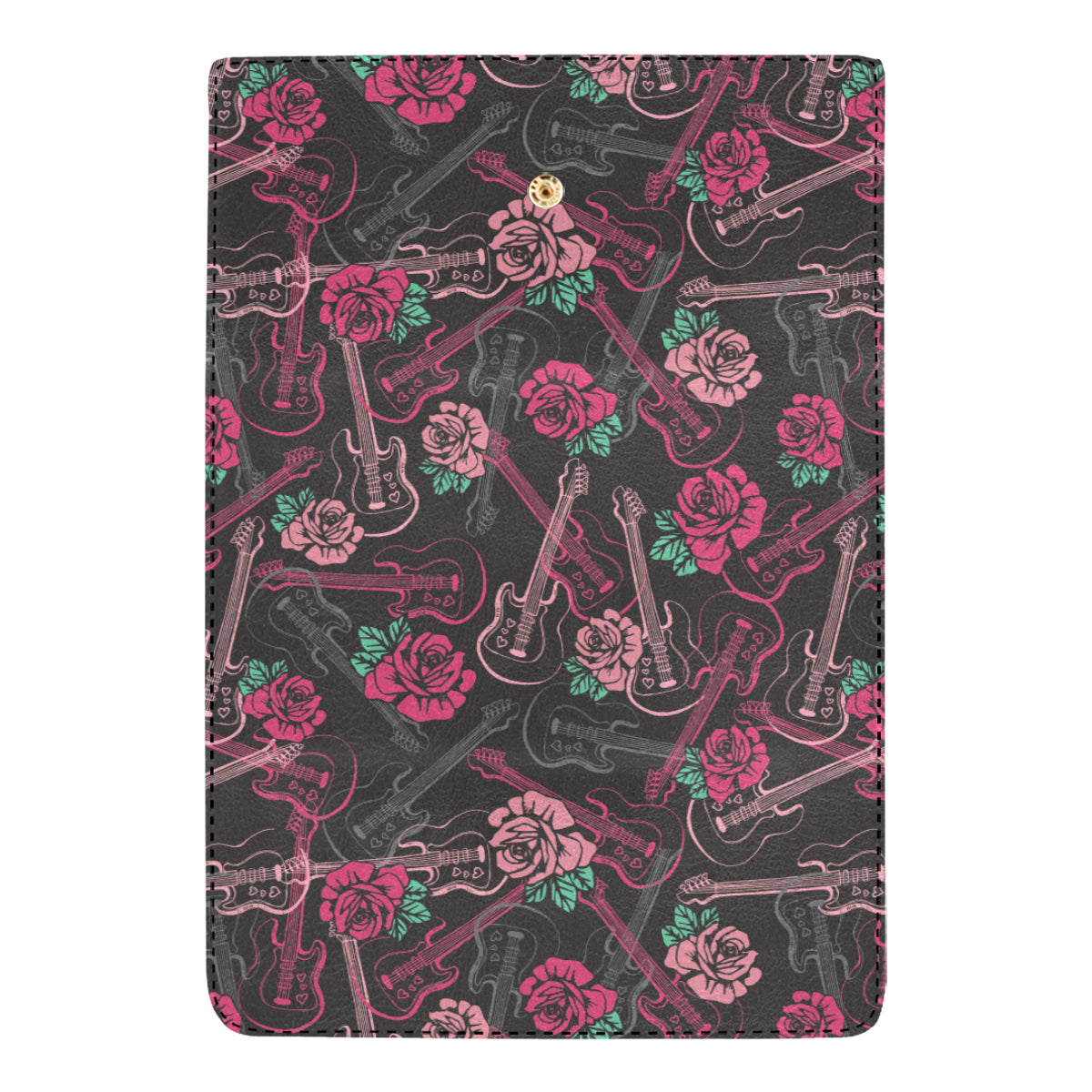 Bass Guitar Pink Rose Pattern Print Design 01 Women's Trifold Wallet