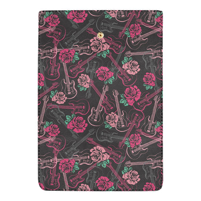 Bass Guitar Pink Rose Pattern Print Design 01 Women's Trifold Wallet