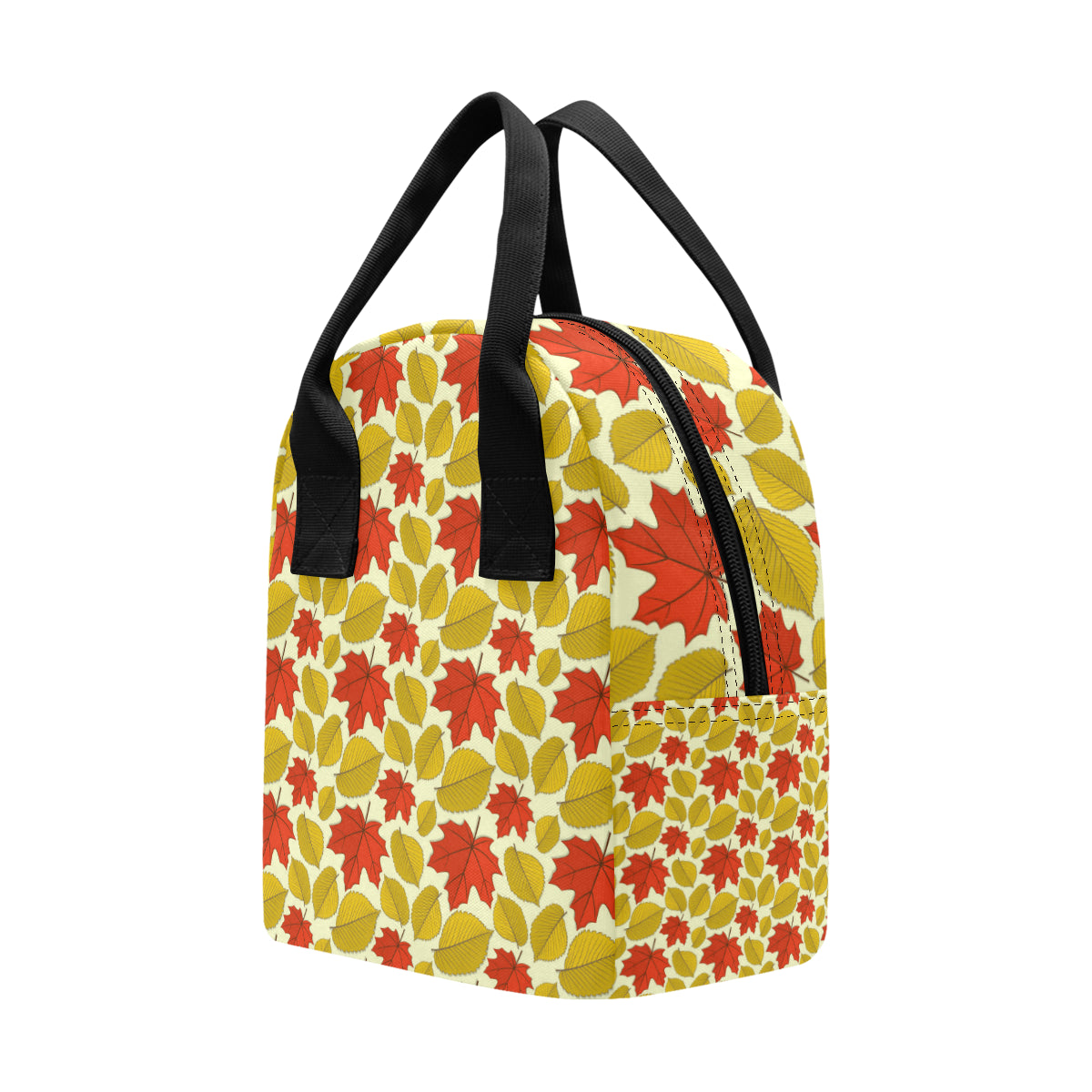 Elm Maple Leave Print Pattern Insulated Lunch Bag