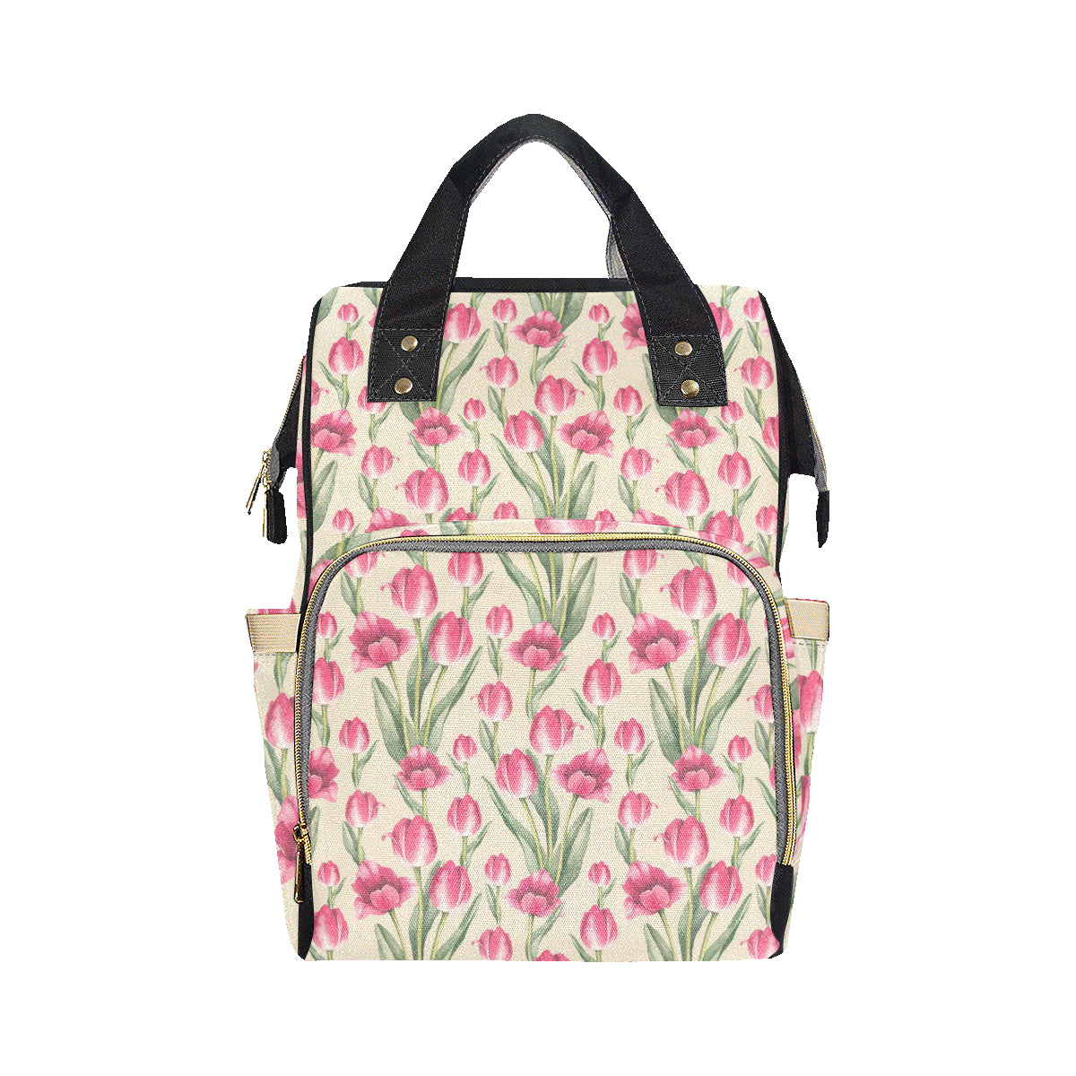 Tulip Pink Pattern Print Design TP06 Diaper Bag Backpack