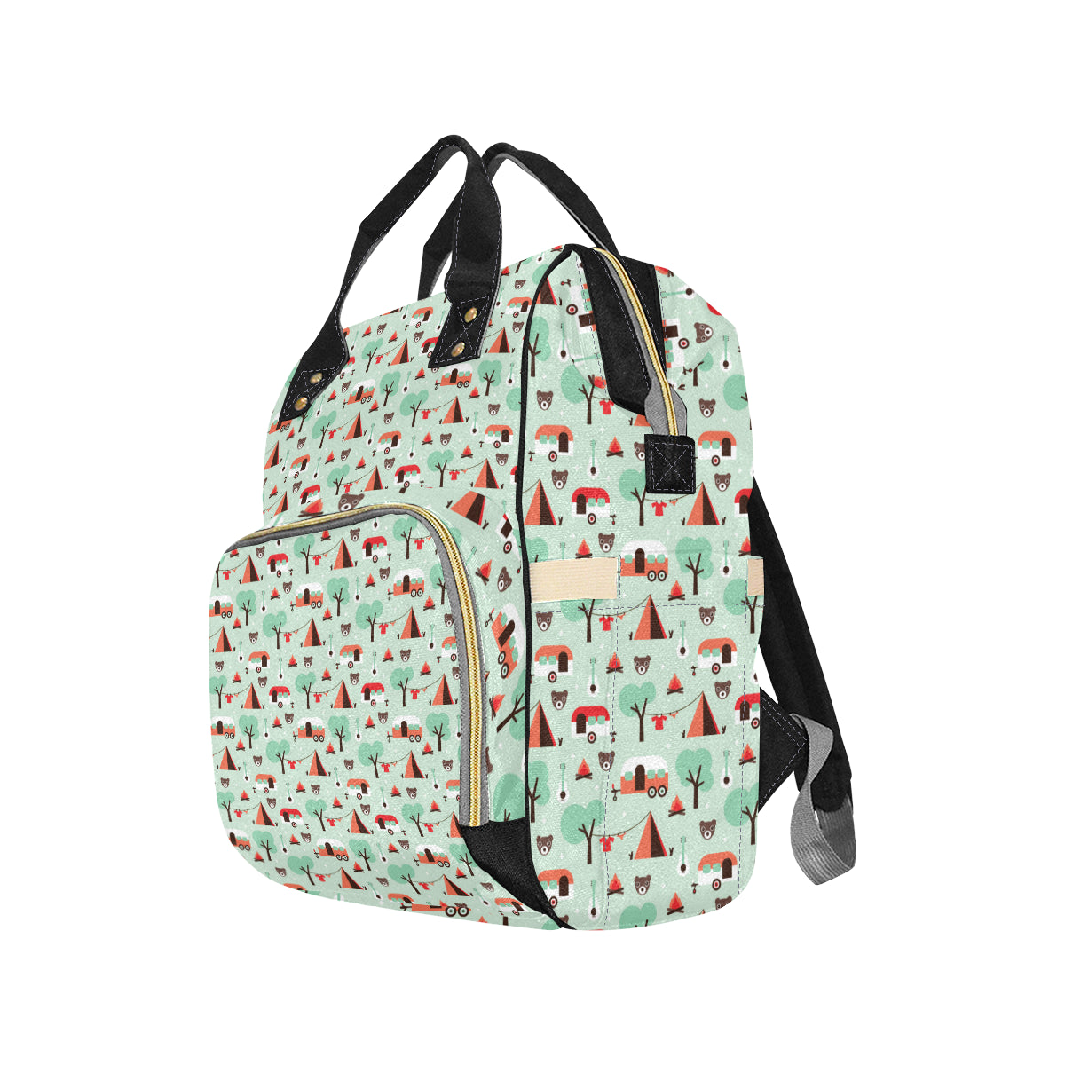Camper Tent Pattern Print Design 01 Diaper Bag Backpack