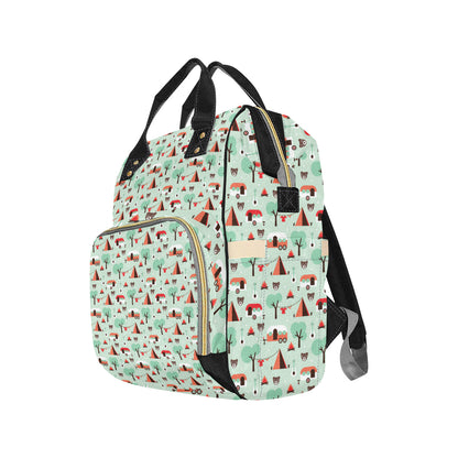 Camper Tent Pattern Print Design 01 Diaper Bag Backpack