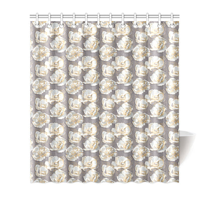 Elegant Grey Flower Print Shower Curtain