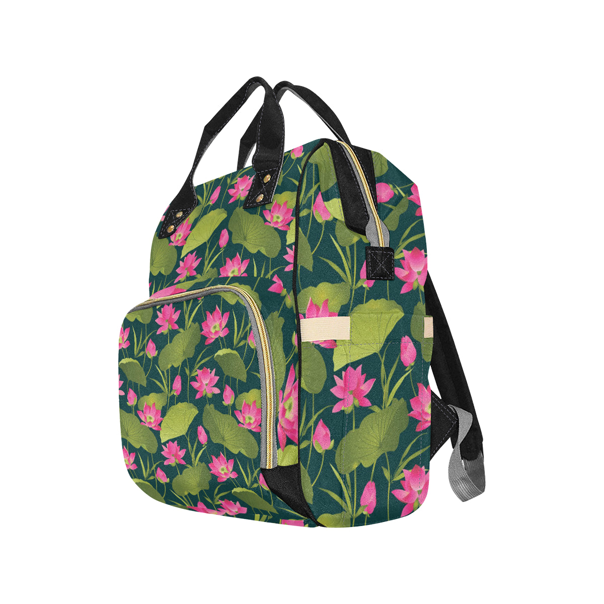 Water Lily Pattern Print Design WL09 Diaper Bag Backpack