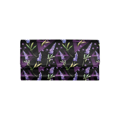Lavender Pattern Print Design LV07 Women's Trifold Wallet