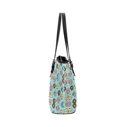 Emoji Donut Print Pattern Leather Tote Bag