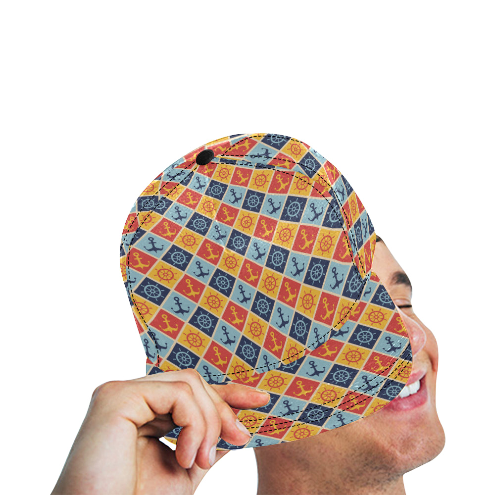 Nautical Pattern Design Themed Print Snapback Cap