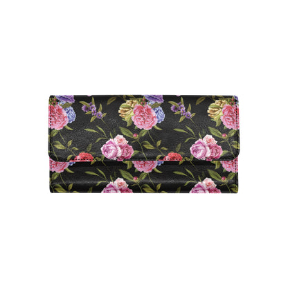 Carnations Pattern Print Design CN05 Women's Trifold Wallet
