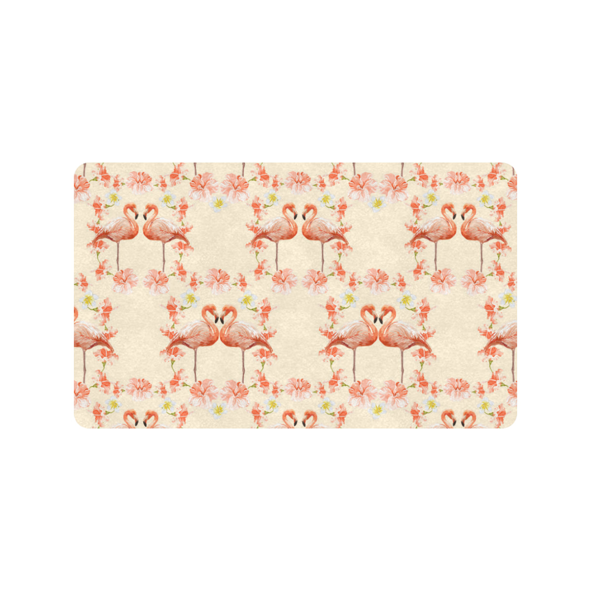 Flamingo Hibiscus Print Pattern Rubber Doormat