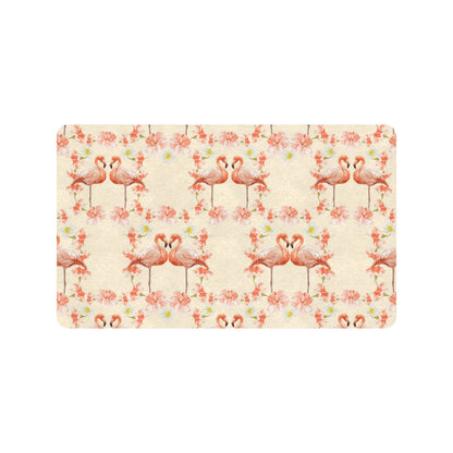 Flamingo Hibiscus Print Pattern Rubber Doormat