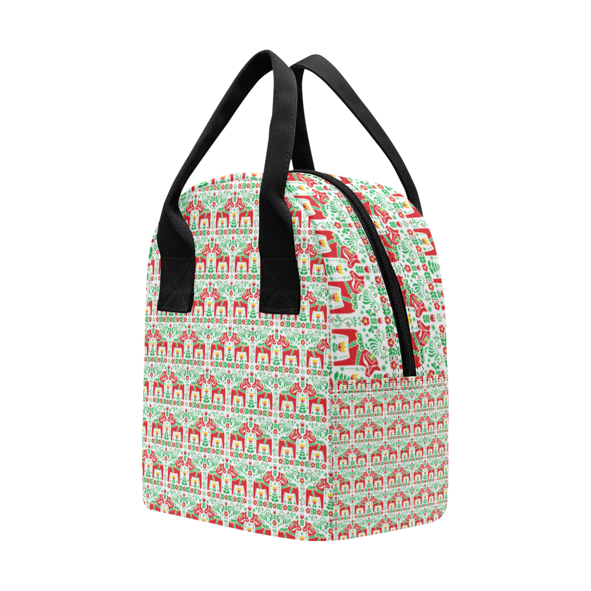 Swedish Dala Style Pattern Insulated Lunch Bag