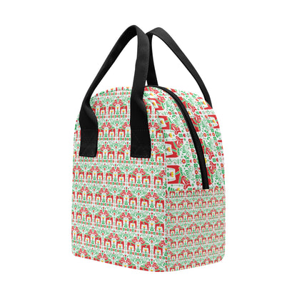 Swedish Dala Style Pattern Insulated Lunch Bag