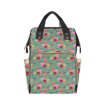Hummingbird with Rose Themed Print Diaper Bag Backpack