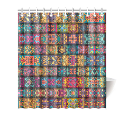 Mandala Style Design Print Shower Curtain