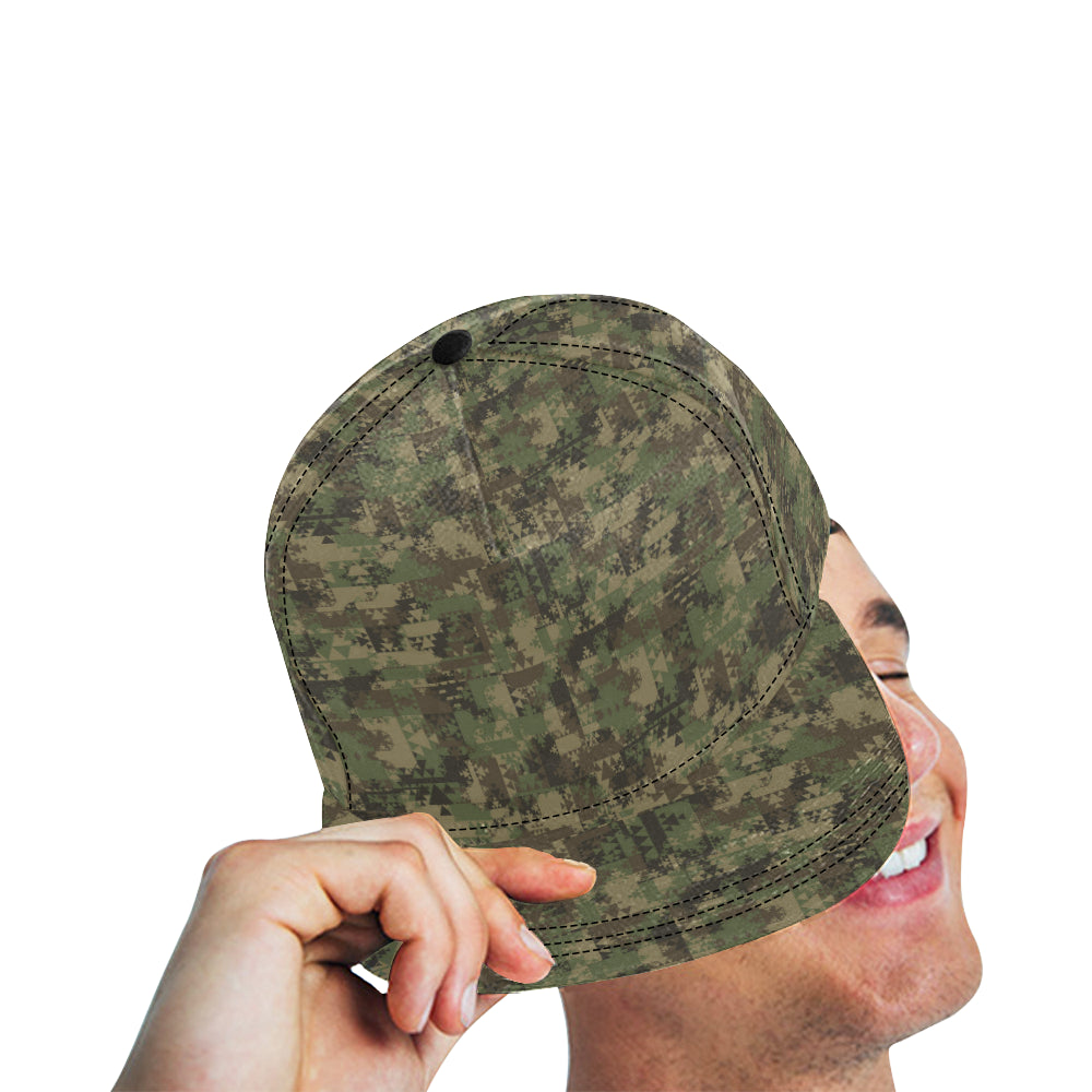 Camouflage Aztec Green Army Print Snapback Cap