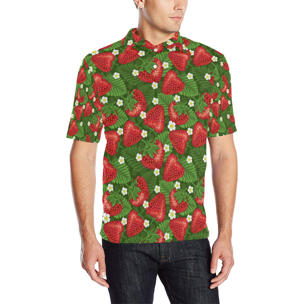 Strawberry Pattern Print Design SB05 Men Polo Shirt