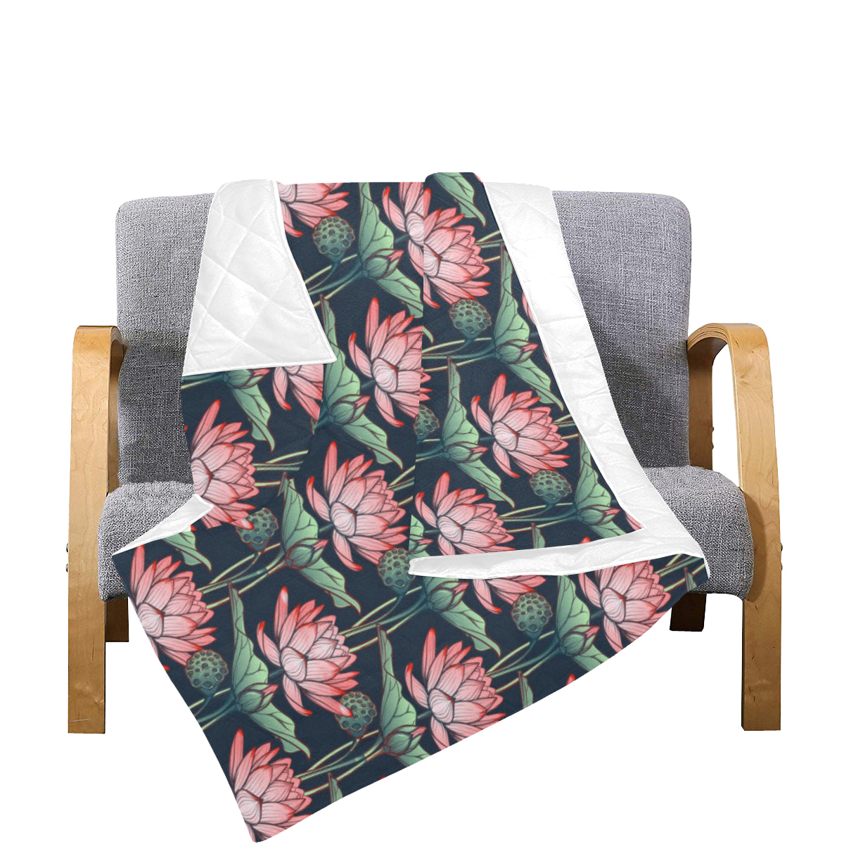 Water Lily Pattern Print Design WL03 Premium Quilt