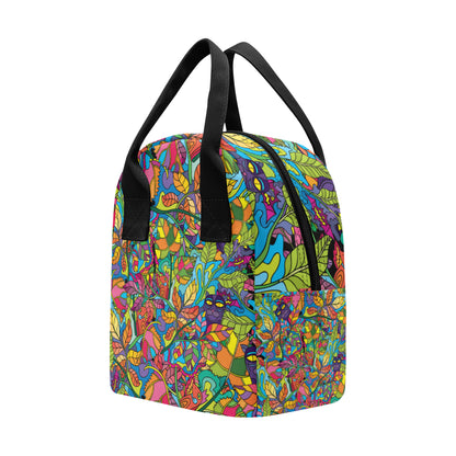 Psychedelic Trippy Flower Print Insulated Lunch Bag
