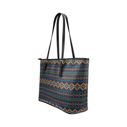 Southwest American Design Themed Print Leather Tote Bag