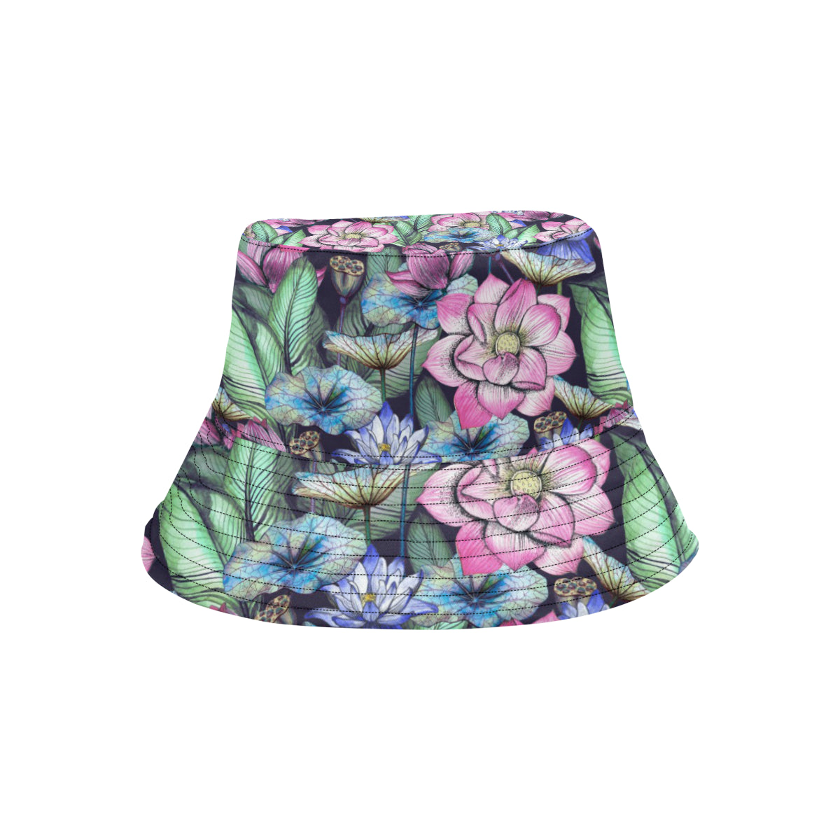 Water Lily Pattern Print Design WL07 Unisex Bucket Hat