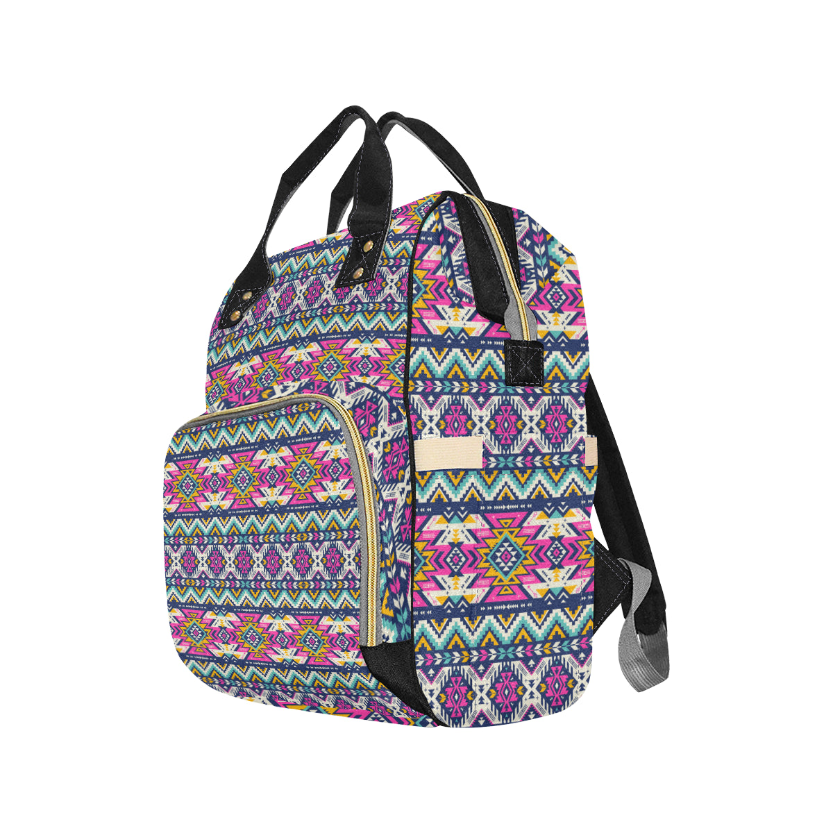 Aztec Pink Geometric Print Pattern Diaper Bag Backpack