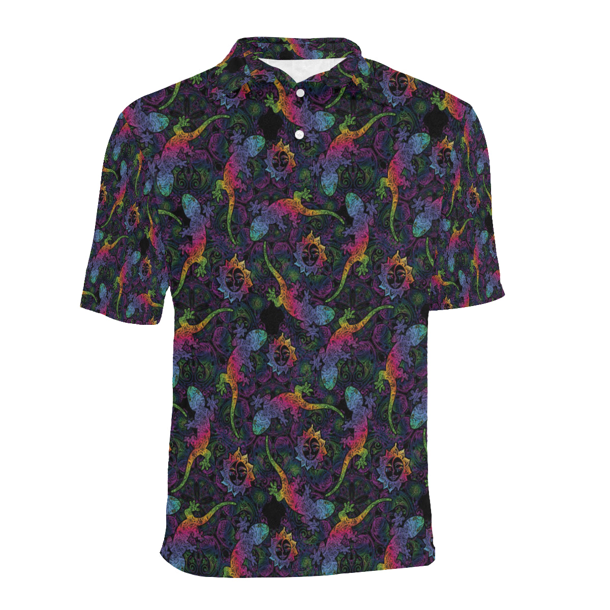 Gecko Rainbow Pattern Print Design 03 Men Polo Shirt