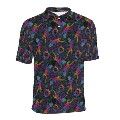 Gecko Rainbow Pattern Print Design 03 Men Polo Shirt