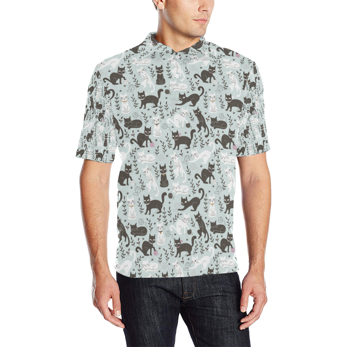 Cat Pattern Print Design 08 Men Polo Shirt