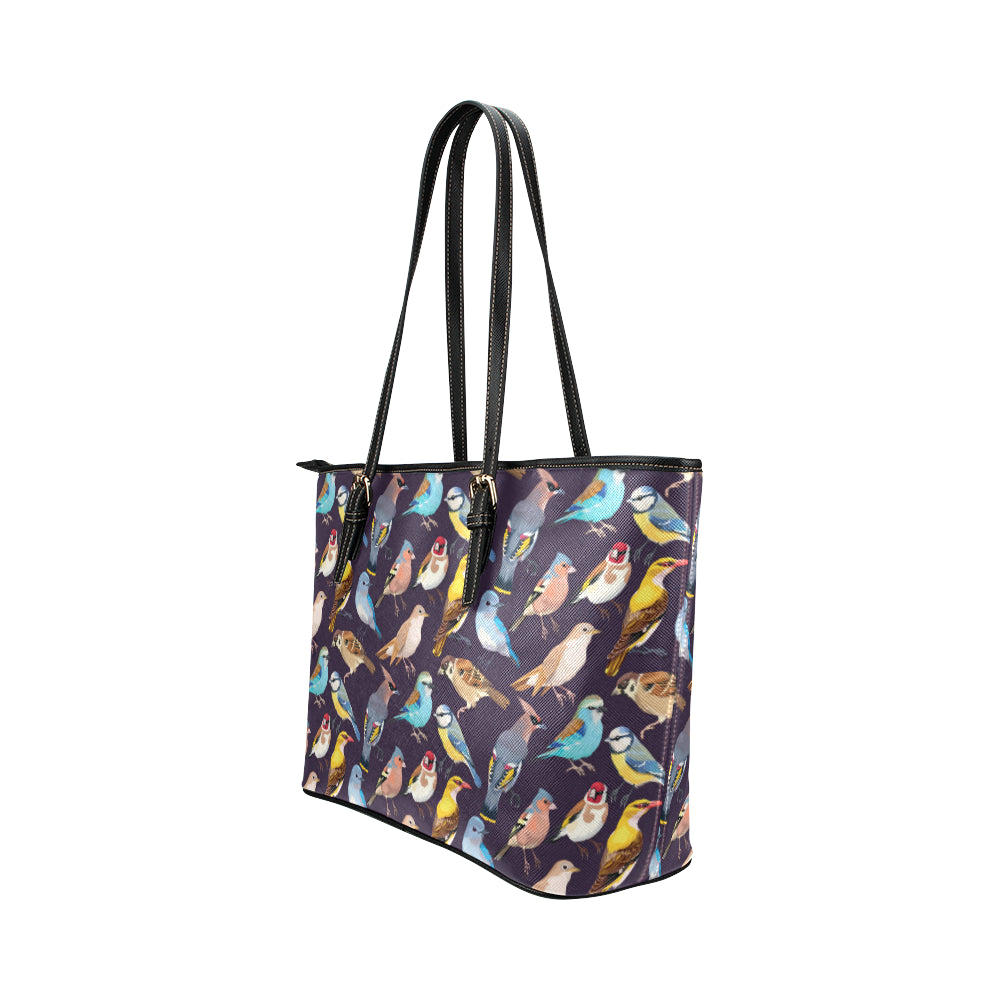 Bird Cute Print Pattern Leather Tote Bag