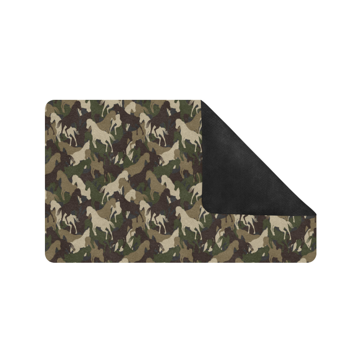 Horse Camo Themed Design Print Rubber Doormat