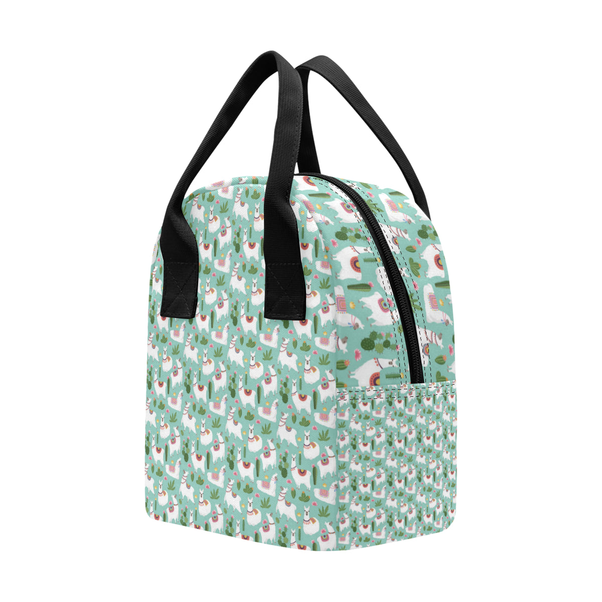 Llama with Cactus Themed Print Insulated Lunch Bag